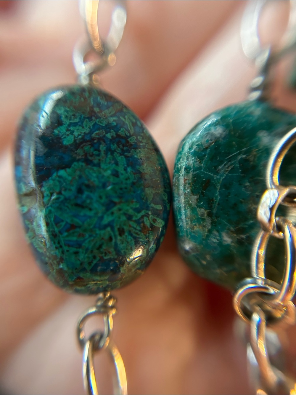 Lot of turquoise mother of pearl etc natural semi precious stone necklaces 925 - Picture 5 of 10